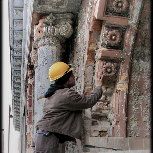 Founder of Urban Remains Eric Nordstrom on a salvage. Founder of Urban Remains Eric Nordstrom on a salvage.