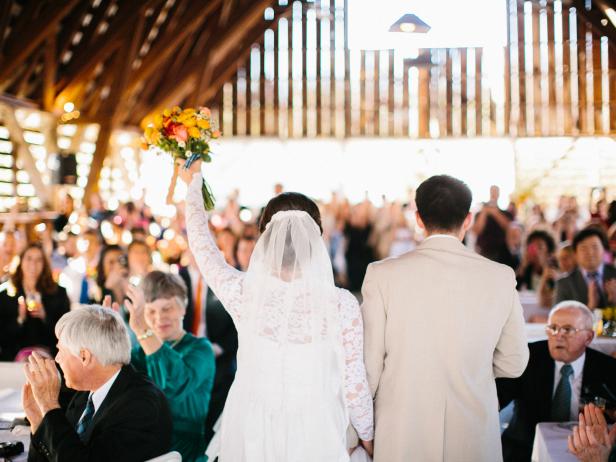 Bride and Groom Enter Wedding Reception in East Tennessee Southern Barn Wedding Bride and Groom Enter Wedding Reception in East Tennessee Southern Barn Wedding