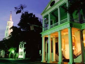 Historic Main Street at night, Charleston, South Carolina, USA  