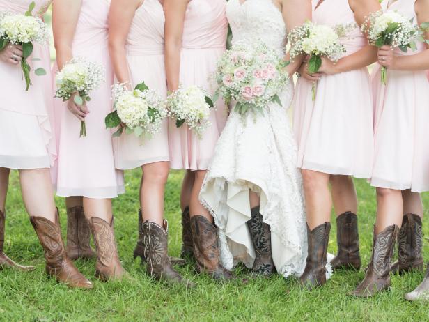 bridesmaids with cowgirl boots