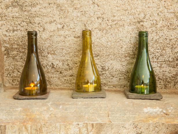 Upcycled Glass Bottle Candle Holders
